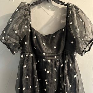 black babydoll dress with white stars